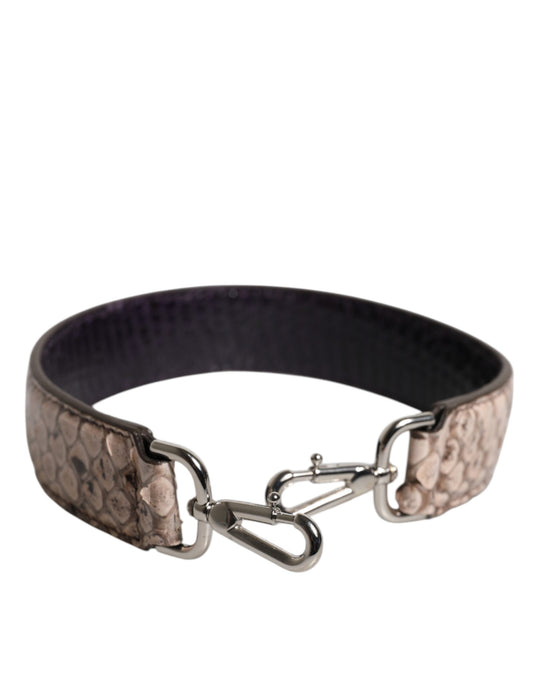 Dolce & Gabbana Tracolla Nera e Crema in Pelle Esotica
