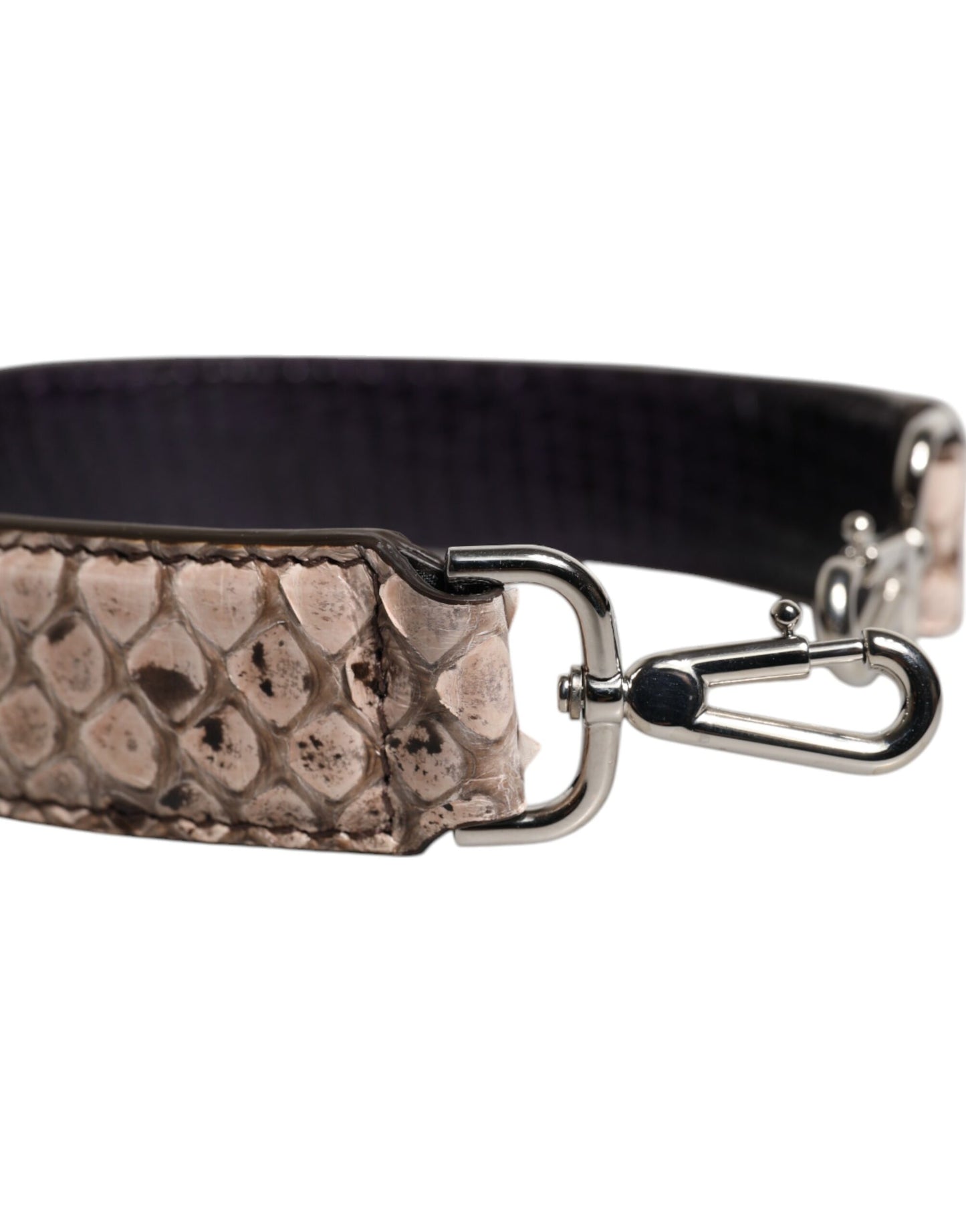 Dolce & Gabbana Schwarze Creme Exotische Ledertasche Schulterriemen