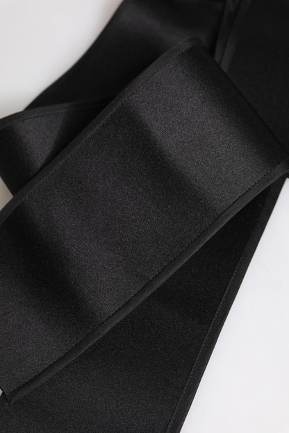 Dolce & Gabbana Schwarzer breiter Satin-Taillengürtel