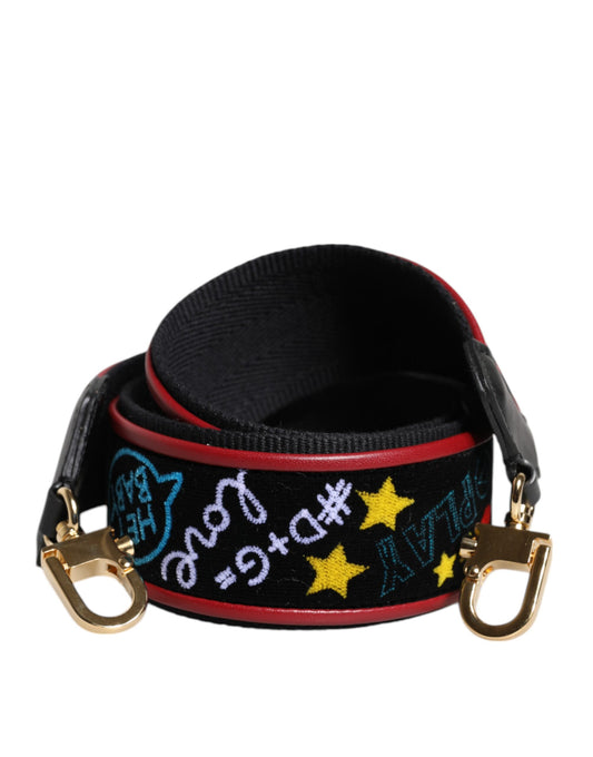 Dolce & Gabbana Tracolla Nera Stampata in Cotone