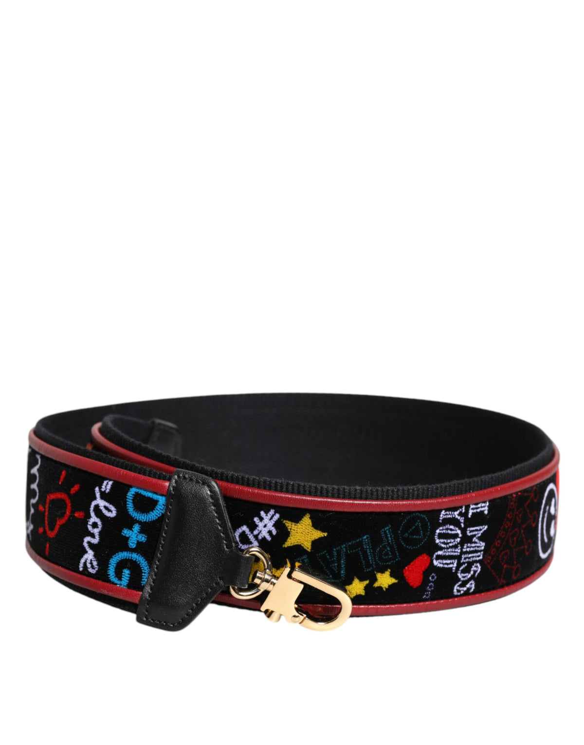 Dolce & Gabbana Black Printed Cotton Shoulder Strap
