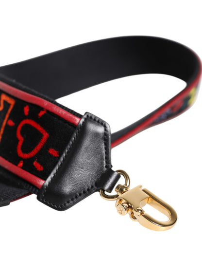 Dolce & Gabbana Schwarze bedruckte Baumwolltasche mit Schulterriemen