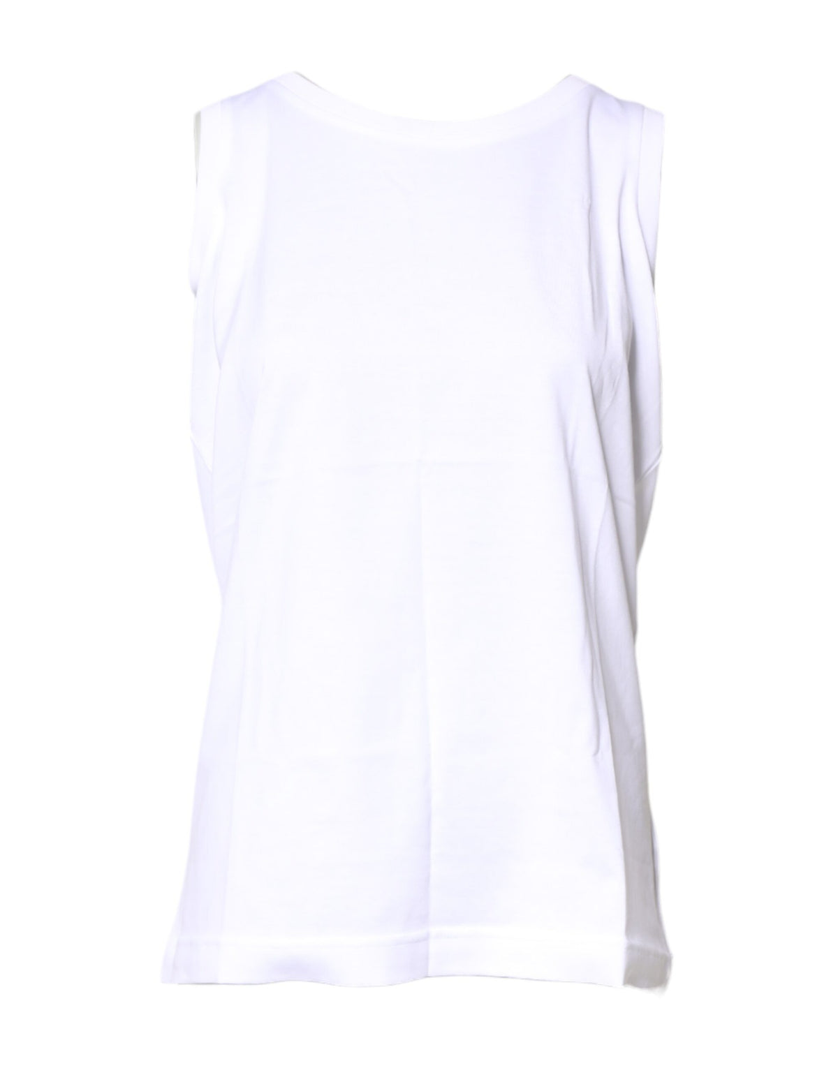 Dolce & Gabbana T-shirt senza maniche girocollo bianca in cotone