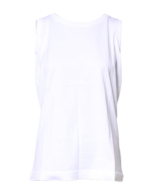 Dolce & Gabbana Weißes ärmelloses Baumwoll-Tanktop