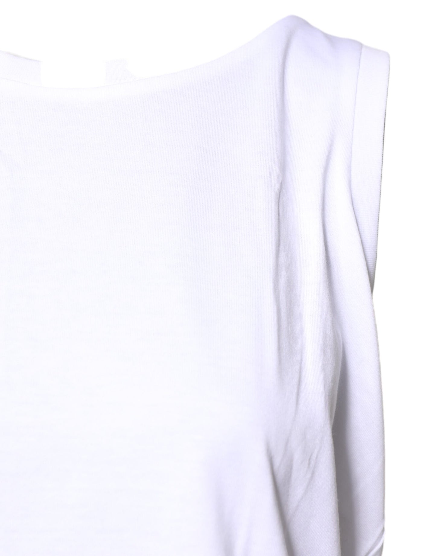 Dolce & Gabbana Weißes ärmelloses T-Shirt mit Rundhalsausschnitt aus Baumwolle