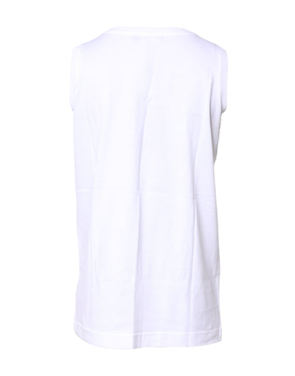 Dolce & Gabbana T-shirt senza maniche girocollo bianca in cotone