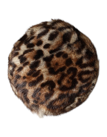 Dolce & Gabbana Brown Leopard Faux-Fur Bucket Hat