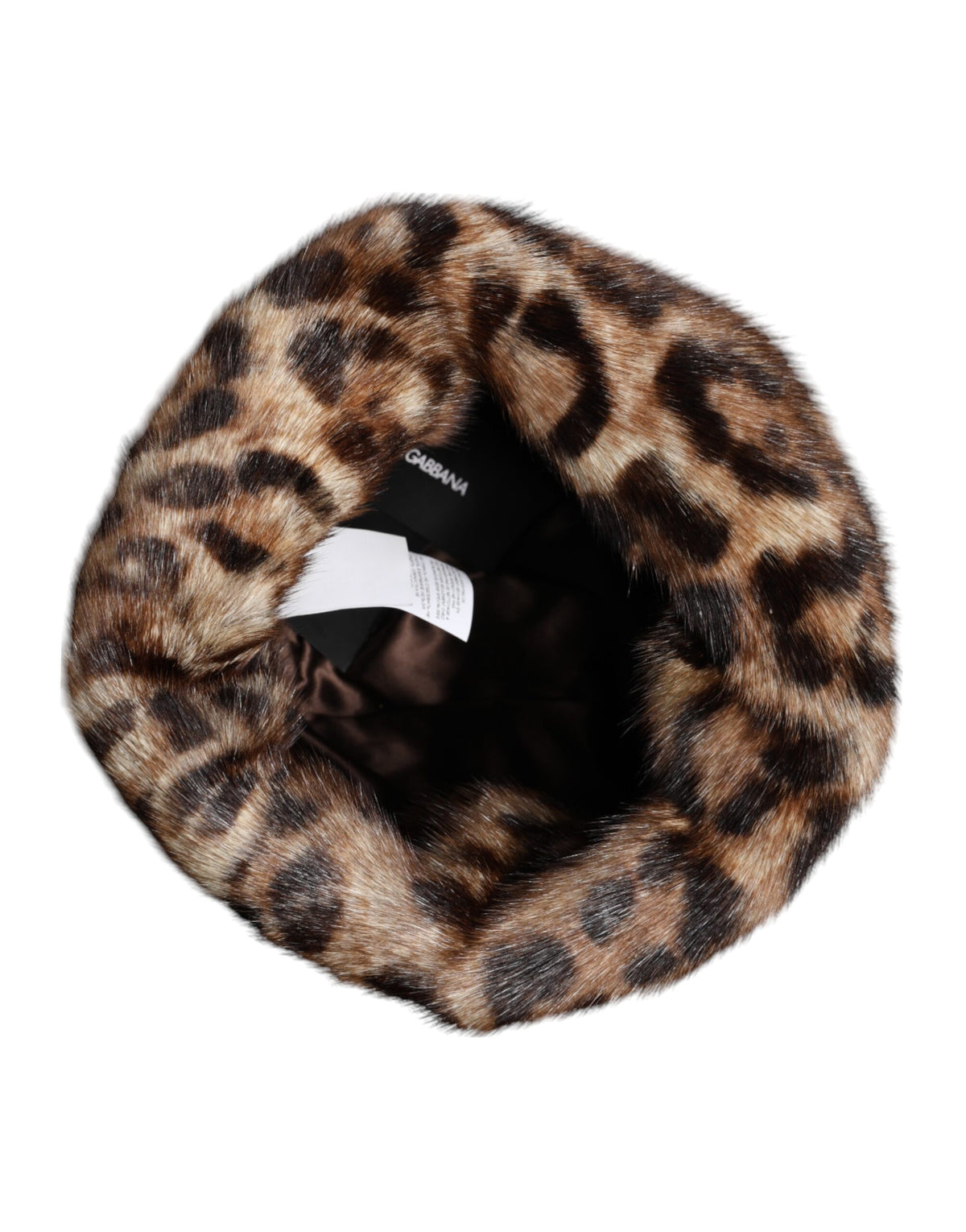 Dolce & Gabbana Brown Leopard Faux-Fur Bucket Hat