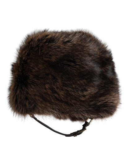 Dolce & Gabbana Brauner Pelz Frauen Eimer Hut