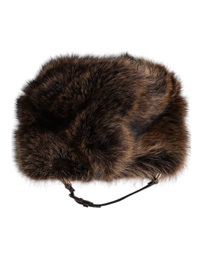 Dolce & Gabbana Brauner Pelz Frauen Eimer Hut