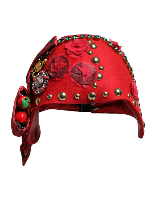 Dolce & Gabbana Roter Cloche-Hut mit Verzierungen