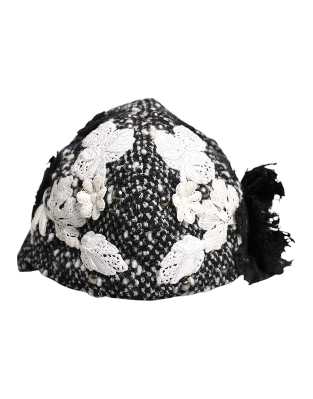 Dolce & Gabbana Schwarz-weißer Cloche-Hut mit Blumenverzierung