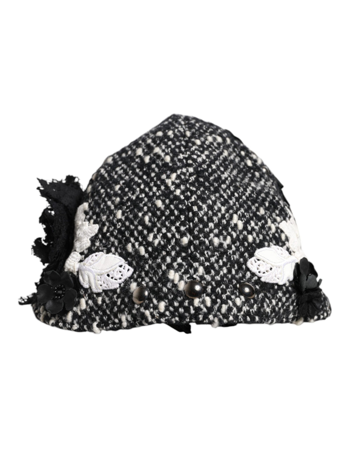 Dolce & Gabbana Schwarz-weißer Cloche-Hut mit Blumenverzierung