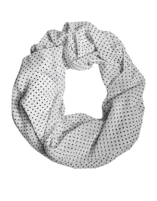 Dolce & Gabbana Weiß-schwarzer Polka-Dot-Schal 120 × 200 cm