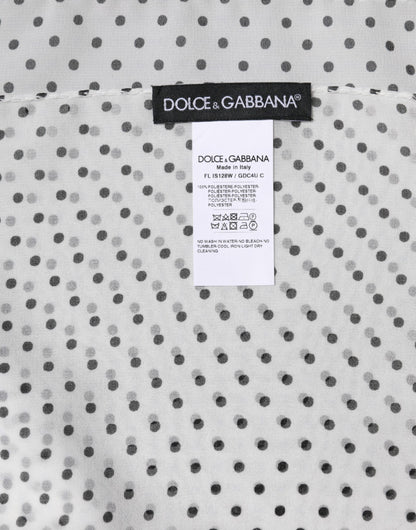 Dolce & Gabbana Weiß-schwarzer Polka-Dot-Schal 120 × 200 cm