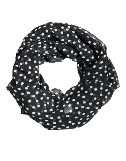 Dolce & Gabbana Schwarzer gepunkteter Polyester-Wickeltuchschal