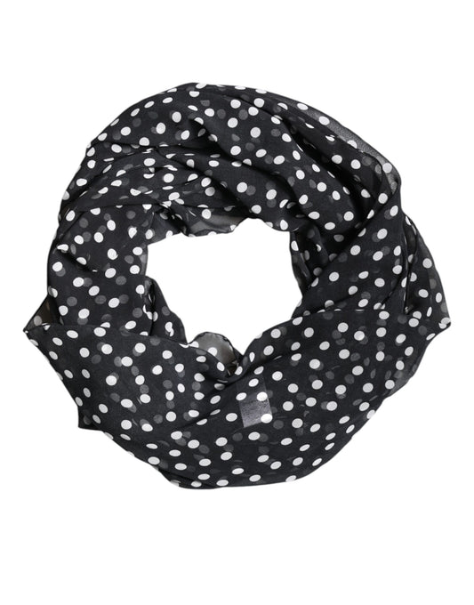 Dolce & Gabbana Schwarz-weißer Polka-Dot-Schal 120 × 200 cm