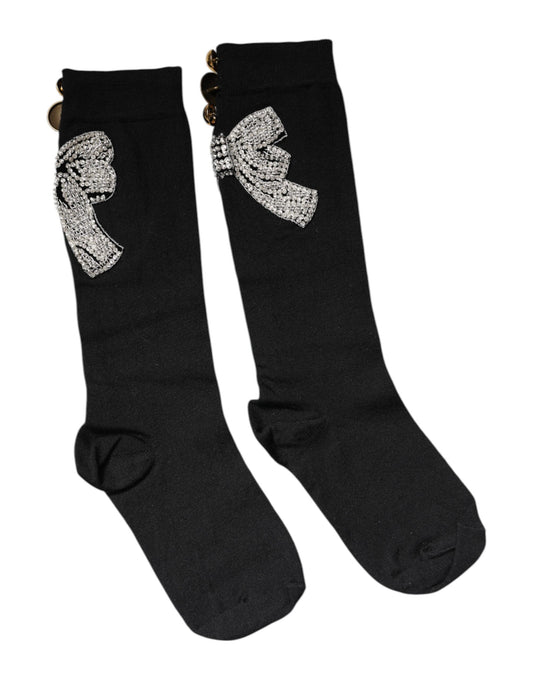 Dolce & Gabbana Schwarze Socken aus Schurwoll-Stretch