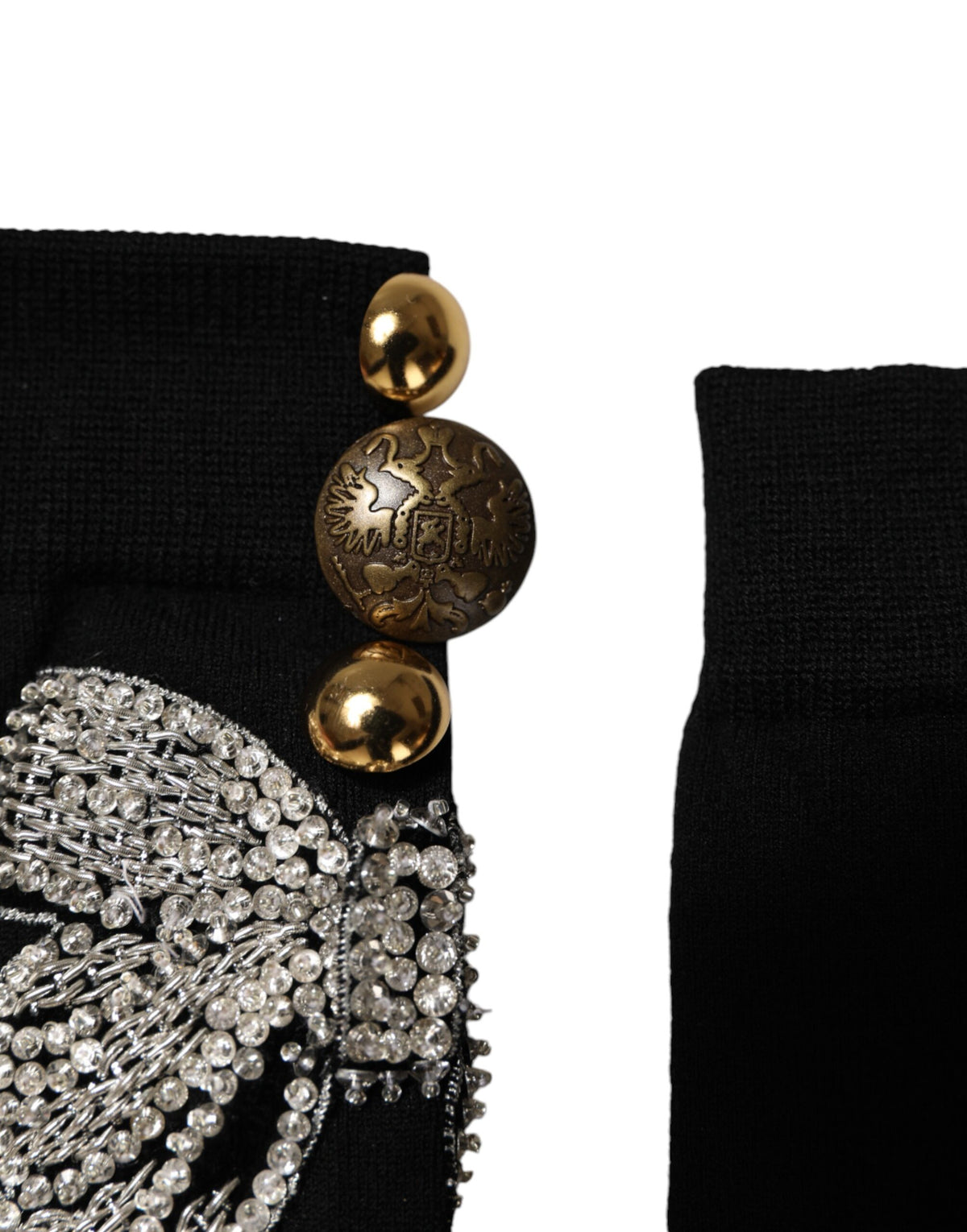 Dolce & Gabbana Calze con motivo floreale con cristalli nere in lana vergine e poliammide e fibra elasticizzata