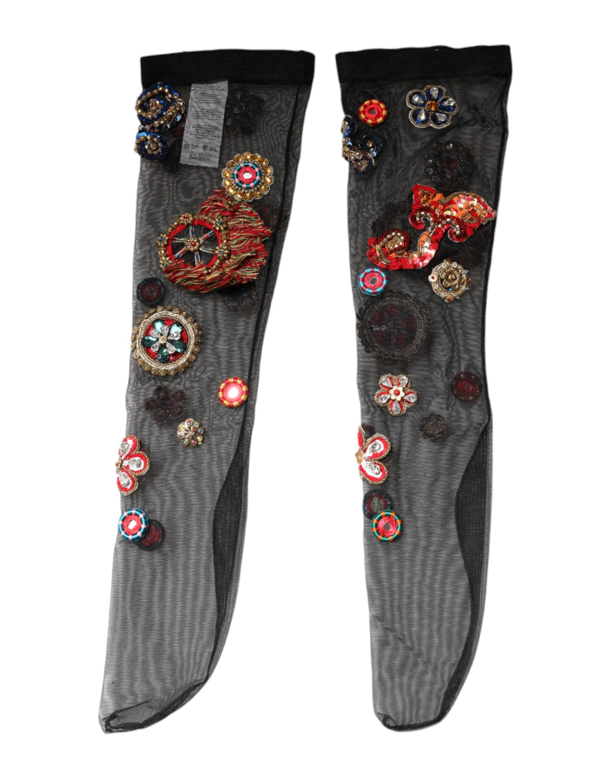 Dolce & Gabbana Schwarze Carretto Strümpfe mit Kristallen