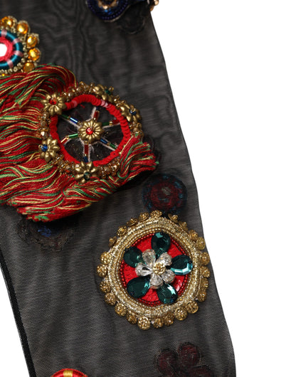 Dolce & Gabbana Schwarze Carretto Strümpfe mit Kristallen