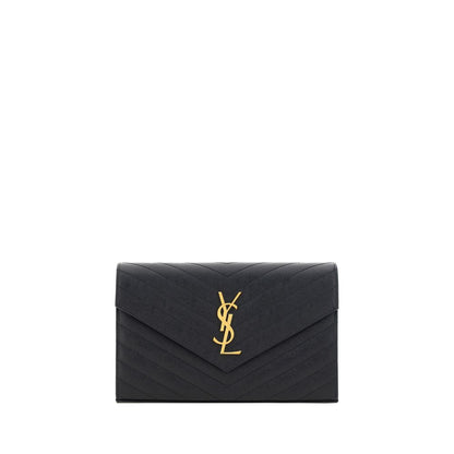 Saint Laurent Schwarze Bos Taurus Kalbsleder Schultertasche