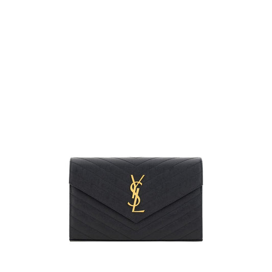 Saint Laurent Schwarze Bos Taurus Kalbsleder Schultertasche