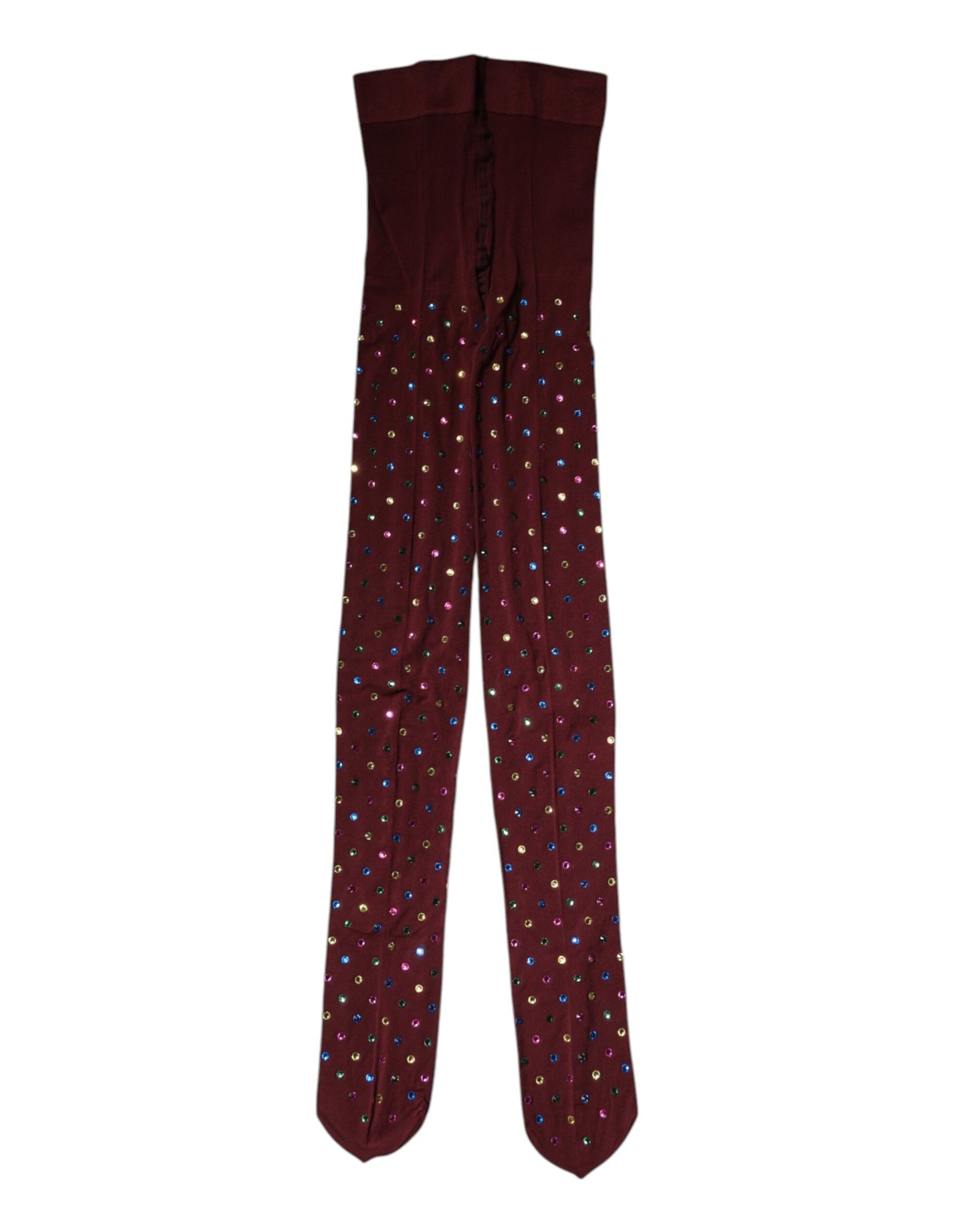 Dolce & Gabbana Kastanienbraune Nylon Strumpfhose mit Kristallverzierung