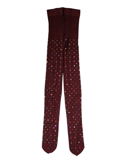 Dolce & Gabbana Kastanienbraune Strumpfhose mit Kristallen