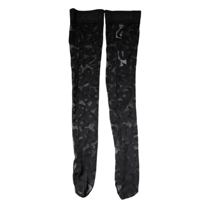 Dolce & Gabbana Schwarze florale Spitze Baumwoll-Stretchstrümpfe Socken