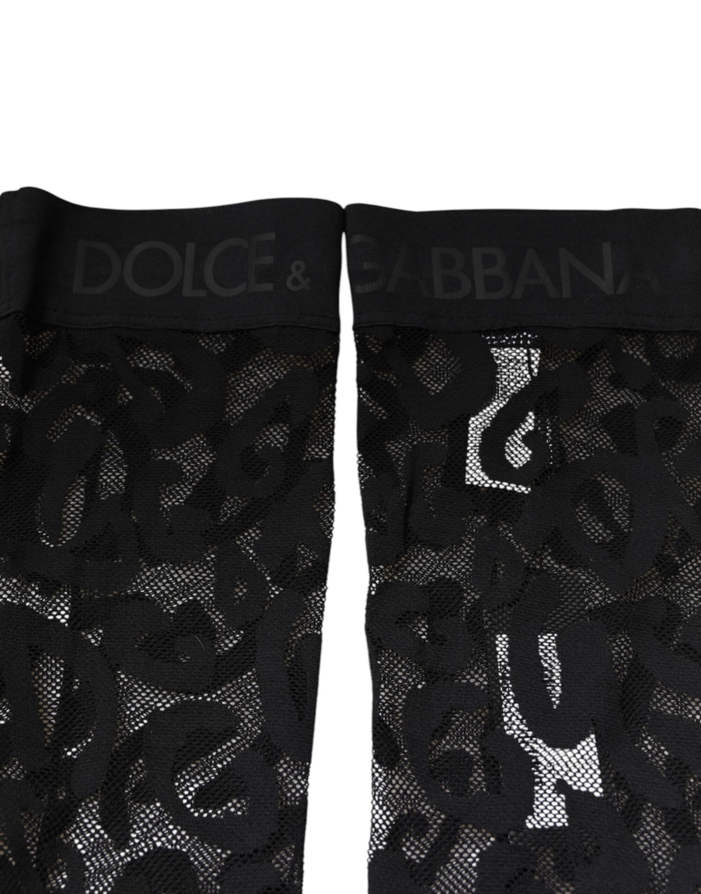 Dolce & Gabbana Schwarze florale Spitze Baumwoll-Stretchstrümpfe Socken