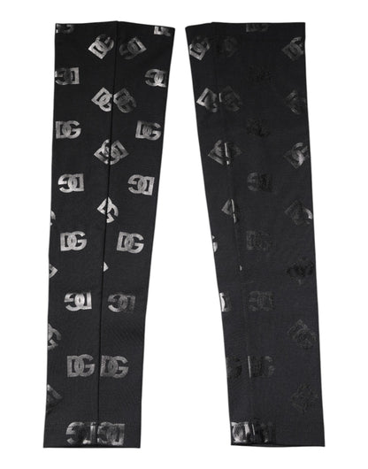 Dolce & Gabbana Schwarze DG-Logo-Monogramm-Wollstretch-Armstulpen