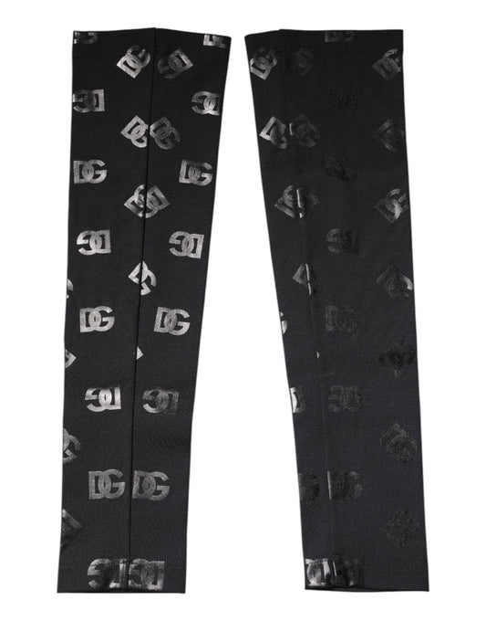 Dolce & Gabbana Schwarze DG-Logo Armstulpen aus Schurwolle und Kaschmir