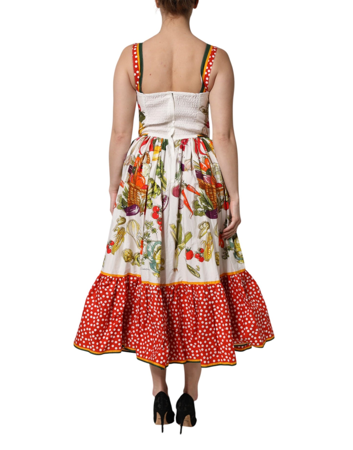 Dolce & Gabbana Weißes Gemüse Ärmelloses Kleid in A-Linie