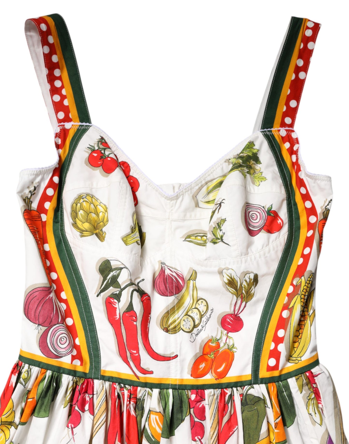 Dolce & Gabbana Weißes Gemüse Ärmelloses Kleid in A-Linie
