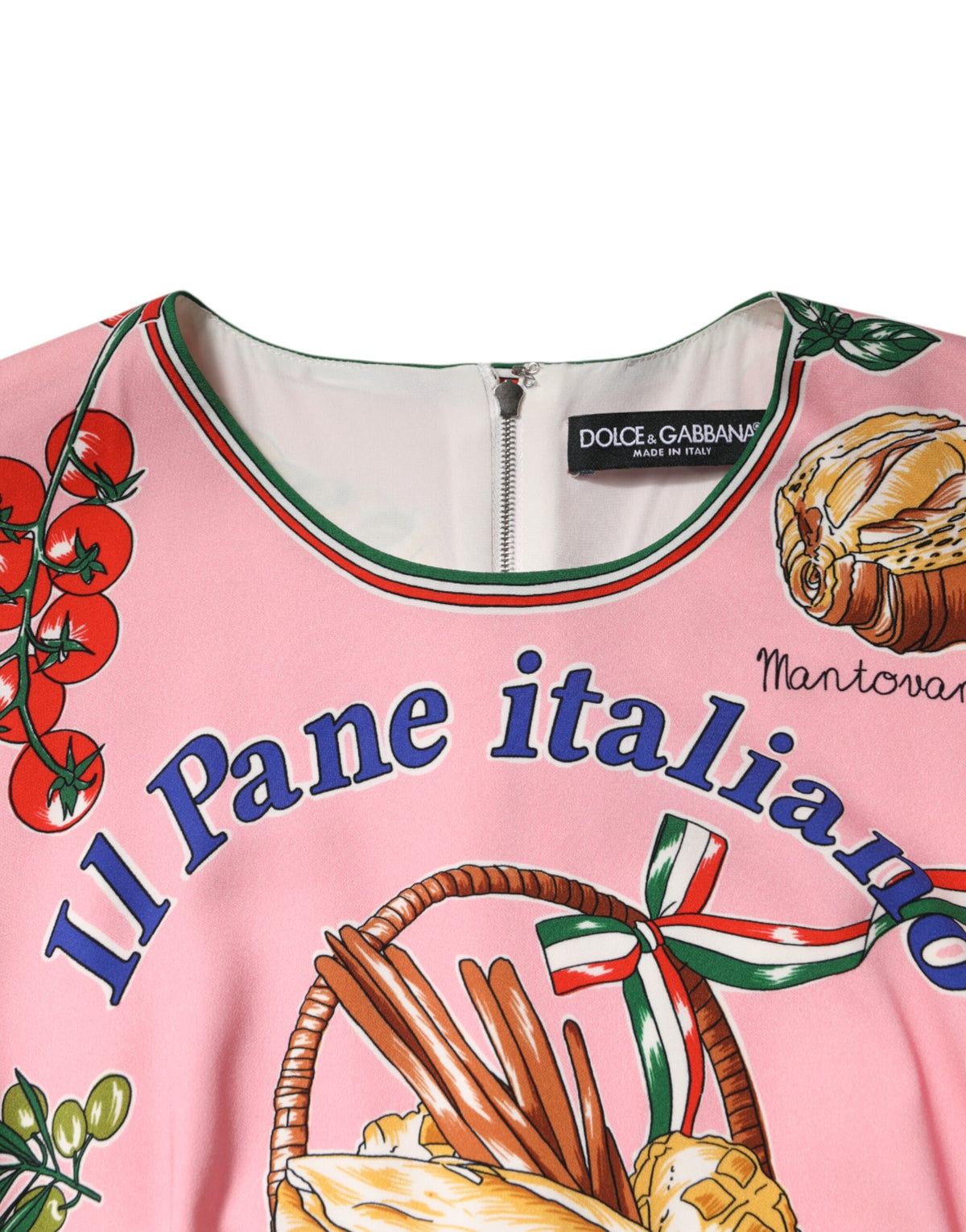 Dolce & Gabbana Abito midi a tubino dalla linea aderente con stampa rosa in seta e fibra elasticizzata