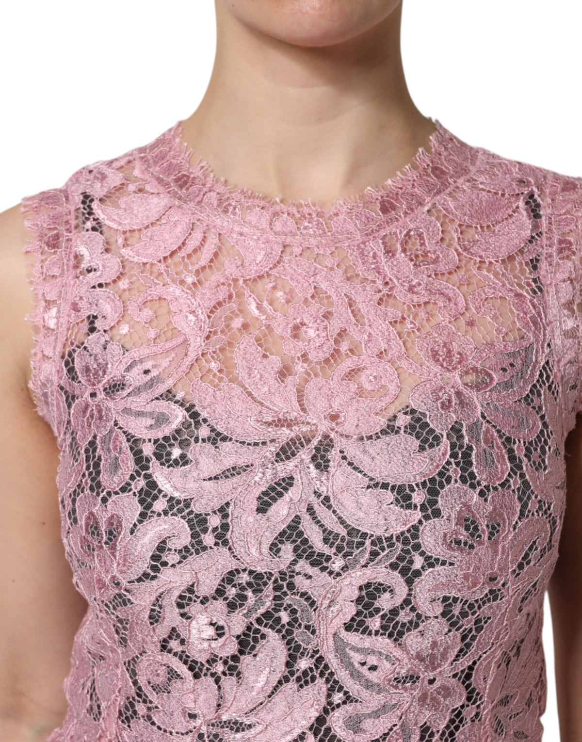 Dolce & Gabbana Rosa Spitzen-Minikleid