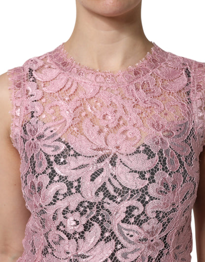 Dolce & Gabbana Rosa Spitzen-Minikleid