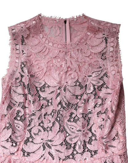 Dolce & Gabbana Rosa Spitzen-Minikleid