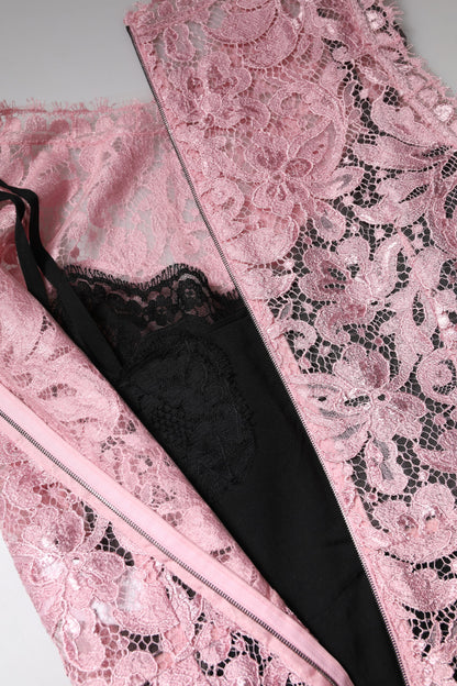 Dolce & Gabbana Rosa Spitzen-Minikleid