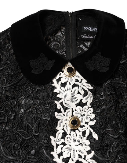 Dolce & Gabbana Schwarzes verziertes Spitzen-Minikleid