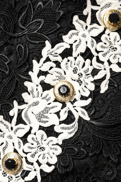 Dolce & Gabbana Schwarzes verziertes Spitzen-Minikleid