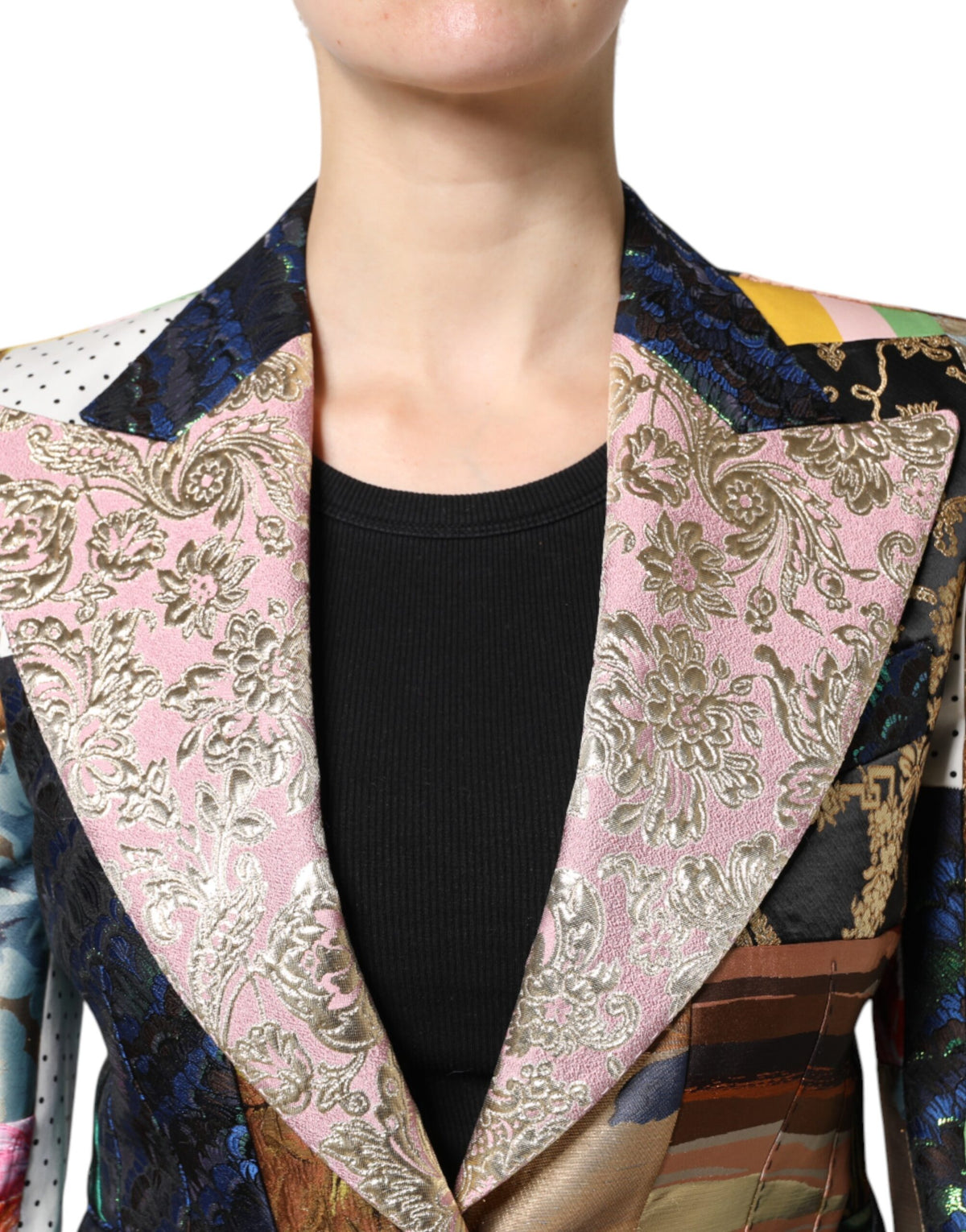 Dolce & Gabbana Multicolor Floral Patchwork Jacquard Jacke