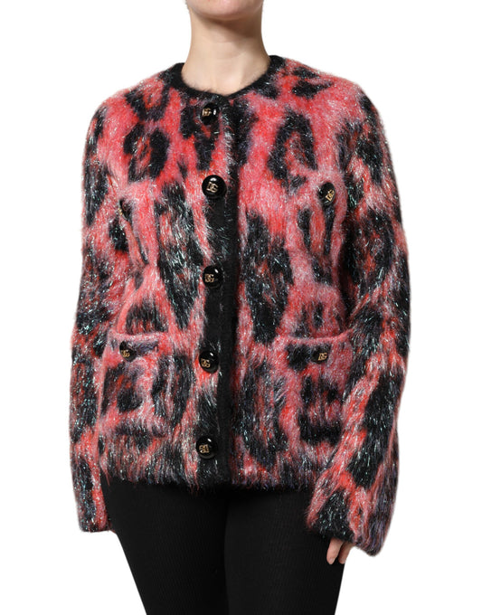 Dolce & Gabbana Rot-schwarze Strickjacke aus Angora- und Mohairmix