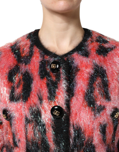 Dolce & Gabbana Red Mohair Wool Button-Down Cardigan