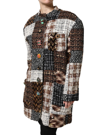 Dolce & Gabbana Multicolor Patchwork Jacke mit Knopfleiste