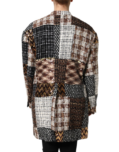 Dolce & Gabbana Multicolor Patchwork Jacke mit Knopfleiste