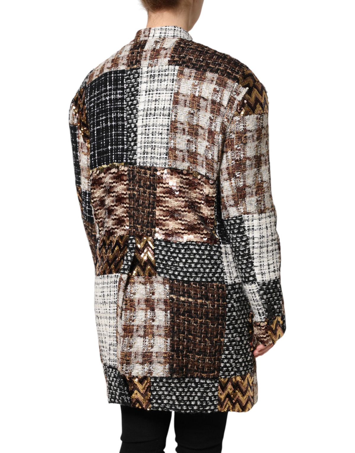 Dolce & Gabbana Mehrfarbige Patchwork-Jacke mit Knopfleiste