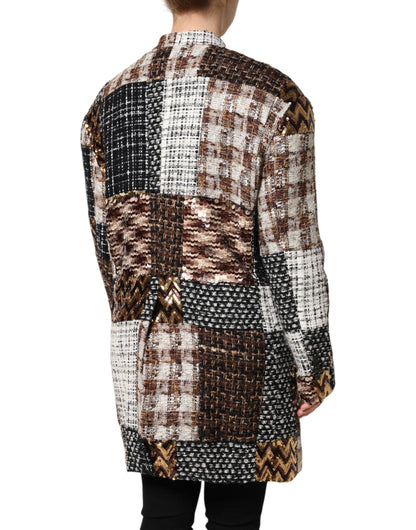 Dolce & Gabbana Mehrfarbige Patchwork-Jacke mit Knopfleiste