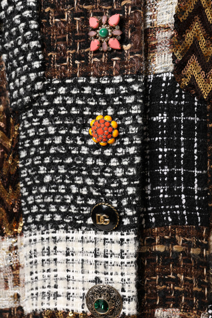 Dolce & Gabbana Mehrfarbige Patchwork-Jacke mit Knopfleiste